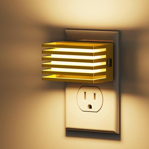 Image of L LOHAS LED Night Lights Plug into Wall, 2 Pack Modern Night Light with Dusk to Dawn Sensor, Dimmable Plug in Night Light, Adjustable Brightness, 3000K Soft White for Bedroom Bathroom Hallway(Gold)