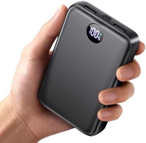 Power Bank 40000mAh, Kompakte PowerBank Schnellladen mit Display, Schwarz | Tragbarer Externer Akku mit 3 Ports für Alltag, Zwei Eingabemethoden, Ideal für iPhone 17/16/15 Serie, S