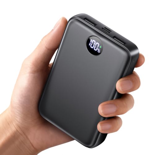 Power Bank 40000mAh, Kompakte PowerBank Schnellladen mit Display, Schwarz