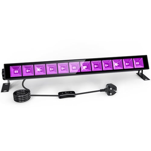 UV LED Black Light 45W LED Black Light Bar with Plug and Switch IP66 Waterproof Blacklight Bar for Body Colours Glow Party Fluorescent Poster Halloween Decorations