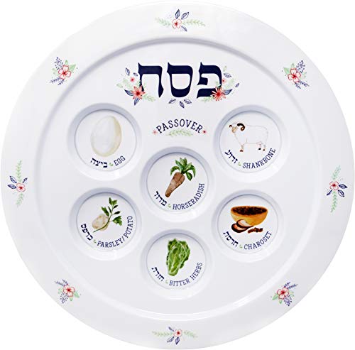 Passover Seder Plate Melamine Seder Plate Spring Garden Design 12" (Single)