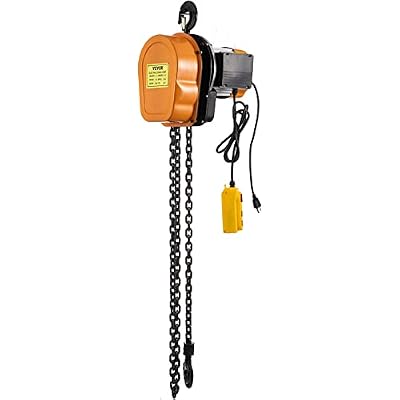 VEVOR Electric Chain Hoist, 1100lbs Winch with 6FT Wired Remote Control, 110V Overhead Crane Garage Ceiling Pulley, 1300W Lifting Power System w/Emergency Stop Switch, 15 Feet Max. Pulling Height