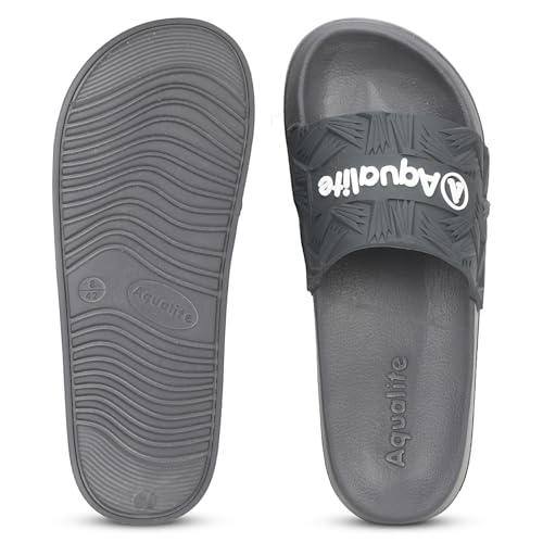 Image of Aqualite NEO-266 Men Slide Slippers with Comfotable Sole Slip-On Flat Flip Flops, Sliders, Chappal & Comfort Insole Slipper for Men
