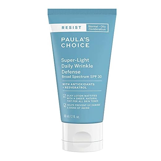 Paula's Choice Resist Anti-Aging Ansiktscreme SPF 30 - Något Tonad Mattande Solskydd Lotion - med Zinkoxid & Resveratrol - Blandad till Fet Hud - 60 ml