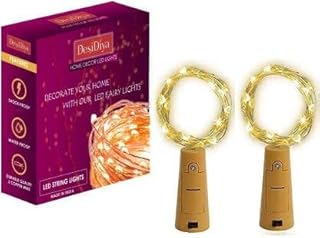 Desidiya Bottle Lights with Cork,Mini Copper Wire,20 Led Battery Operated String Decorative Fairy Lights -Pack of 2 Warm White,5 Centimeters