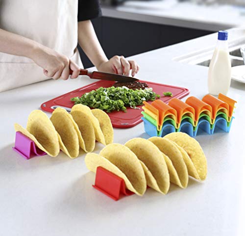 Taco Holder Stand Set Of 6, Colorful Taco Holder Plate, Wave Shape Taco Tray, Taco Shell Holder Stand For Party, Hold 4 Tacos Each, Very Hard And Sturdy, Dishwasher Top Rack Safe #TOP3