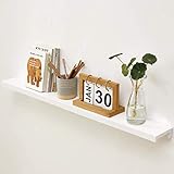 HOMWOO Picture Ledge Long Floating Shelves White Oak Solid Wood Wall Shelf for Home, Living Room,...