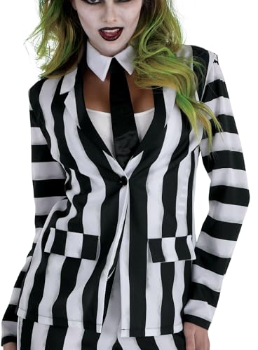 Party City Fantasia feminina Beetlejuice - a fantasia inclui jaqueta, mangas, suspensórios, calças e