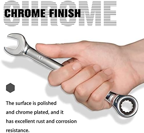 Miniatura 4 de SORAKO Llave combinada de trinquete engranaje de acero Cr-V de grado industrial (A-0.512 in métrico)