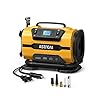 AstroAI – Compresor aire portátil, inflar neumáticos,150 PSI, 12 V CC, 110 V CA, motores metal dual, luz led, accesorios, dos modos para automóvil, neumáticos de bicicleta, colchones de aire, amarillo