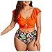 JISUAN Traje de baño de moda, sexy, grande, dividido, para mujer, naranja, XXXL