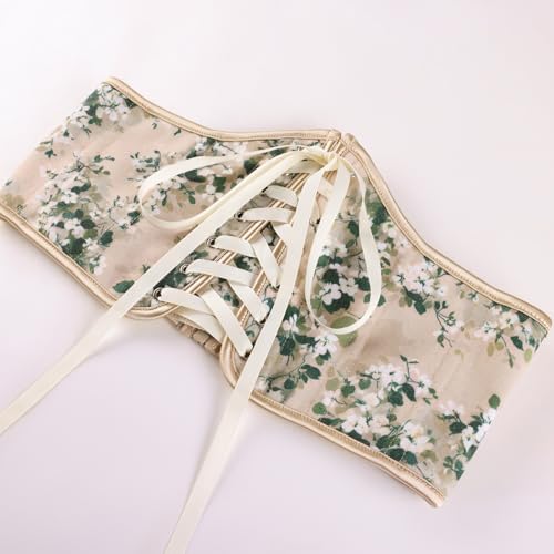 Image of Scarlet Darkness Corset Belt for Women Renaissance Lace up Corset Floral Wide Waist Belts
