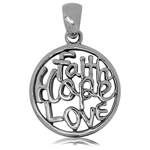 925 Solid Sterling Silver Faith Hope Love Pendant Cover