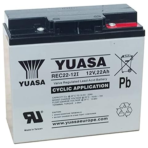 Yuasa Golf Trolley Battery 22AH REC22-12 (Replaces YPC22-12) Cover