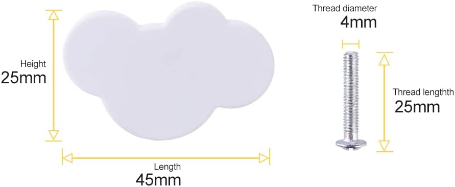 Mgoodoo Cloud Cartoon Kids Room Knob, 4.5cm Cute White Dresser Handles Soft Rubber Decor Pull for Door Wardrobe Toy Organizer Box Bookcase Bedroom Single Hole