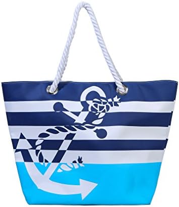 Waterproof Beach Bag Extra Large Summer Tote/Top Magnet Clasp Bag With Cotton Rope Handles
