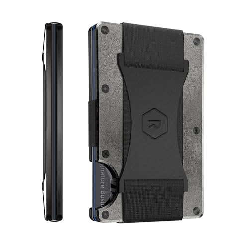 Image of Ridge Wallet for Men - Slim Minimalist Compact Wallet and Card Holder, RFID Protected Front Pocket Wallets for Men with Integrated Cash Strap (Stonewashed Titanium)