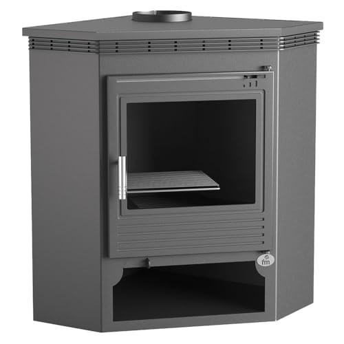 FM Poêle à Bois d'angle M-105 9kW avec Porte en Fonte