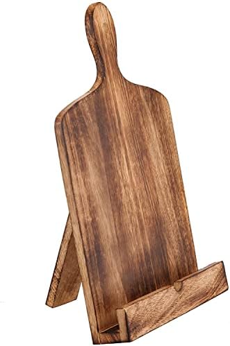 Cook Book Stand for Kitchen Wooden Cooking Gifts Recipe Book Stand Chopping Board Style Easel for Kitchen Text Book Ipad Table Made of Mangowood (Brown)