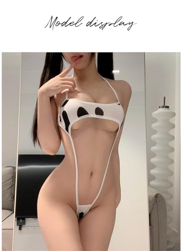 牛柄ランジェリー 乳牛 キット セクシーランジェリー 牛柄 ビキニ コスプレ メイド服 ハイレグ 水着風 かわいい 衣装 女性 仮装 レディース 女性用 カチューシャ コスチューム ハロウィン クリスマス 女装 人気 - 画像4