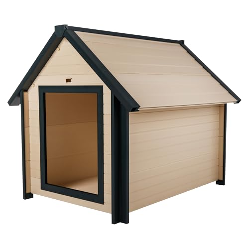 New Age Pet ECOFLEX Bunk Style Dog House, X-Large, Weather Resistant Easy to Clean, Elevated Floor, Quick Assembly, Maple/Green, Up to 100lbs