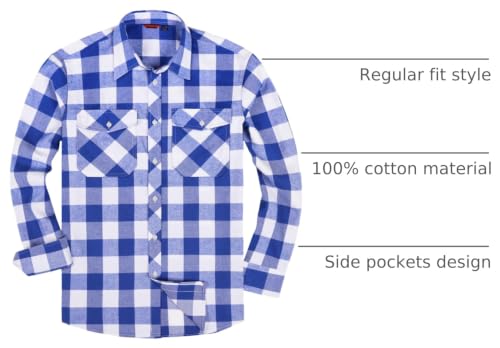 Image of Alimens & Gentle Men's Button Down Regular Fit Long Sleeve Plaid Flannel Casual Shirts