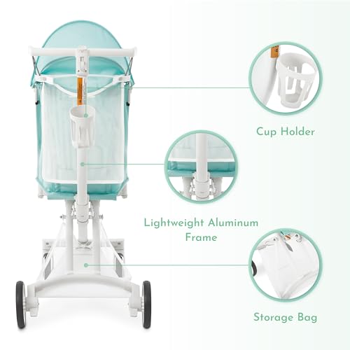 Evolur Roamer Ultra Lightweight Stroller, Compact One-Hand Self-Standing Fold Travel Stroller with 5-Point Safety Harness, Adjustable Sun Canopy, 360° Rotating Wheels with Cup Holder - Red