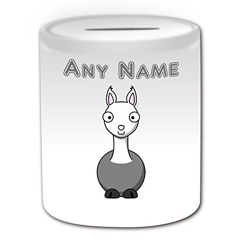 Image of Personalised Gift - Silly Llama Money Box (Animal Design Theme, White) - Any Name/Message on Your Unique - Saving Piggy Bank - ma