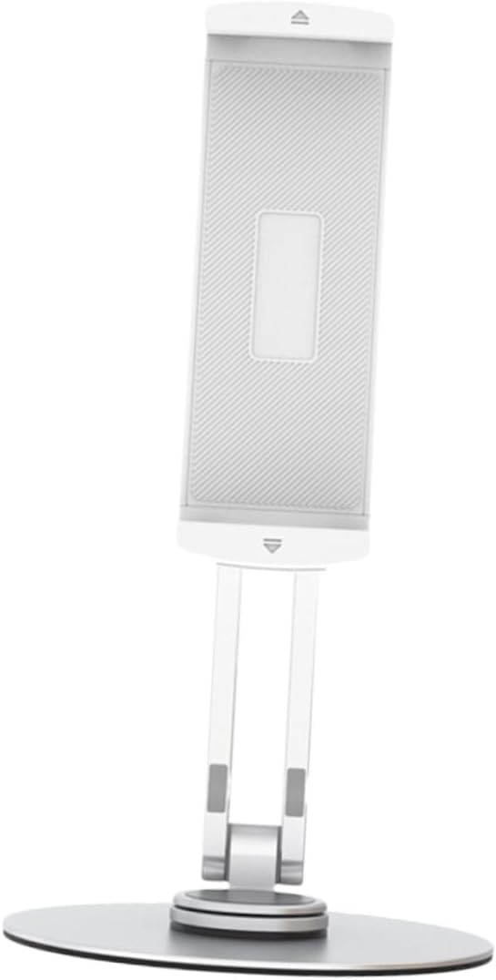 Adjustable Aluminum Alloy Tablet Stand with Folding and 3-Directional Rotation for Desktop Use Portable Silver Tablet Holder Compatible with T650 Clamp Model Multi-Scenario Bracket