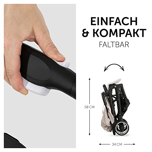 hauck Travel N Care, Beige - Reise Buggy für Kinder ab Geburt bis 22 kg - mit Liegefunktion - Leicht 6,9 kg & Kompakt - Klein Zusammenklappbar - UPF 50+ - EVA Räder - Korb bis 3 kg
