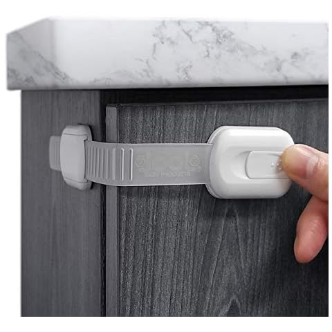 Jool Baby Products Child Safety Strap Locks for Cupboards, Fridge, Cabinets, Drawers, Dishwasher, Toilet, 3M Adhesive No Drilling (4 Pack) Cover