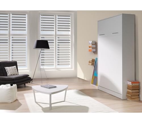 QMM TraumMoebel Schrankbett Wandbett vertikal VB 120x200 ausklappbares Wandbett, Wandklappbett 4 Farben