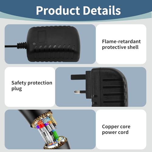 15V 2A Power Supply Adapter AC 100-240V 50/60Hz to DC Converter with 5.5mm x 2.1mm Jack for LED Strip Lights Wireless Router Speakers CCTV Monitor Electronic Keyboard Game Console cable 1m