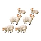 Decoraciones de ovejas: hechas de material de resina, la decoración en miniatura de ovejas es fuerte y no es fácil de romper o deformar, pequeñas figuras de ovejas