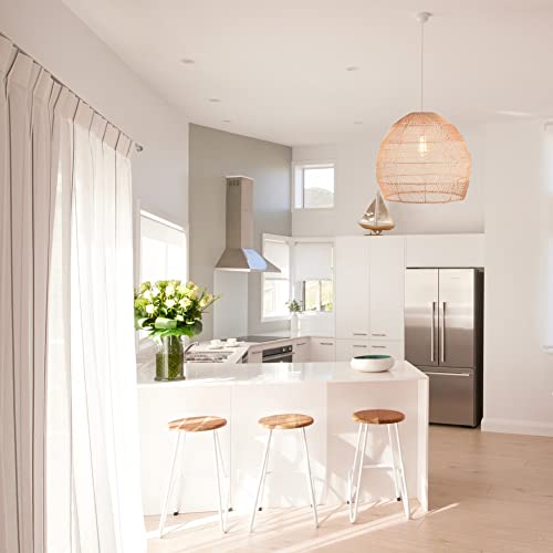 Littleglovo Encryption Rattan Pendant Lights, Natural Material Rattan Lamp, Round Ceiling Bamboo Pendant Light, Rattan Lights Suitable For E26/27 Lamp Holder (15.7X15.7Inches)-1Pack Not Including Bulb #TOP3