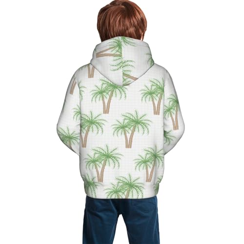 Hawaiian Coconut Palm Tree Boy, Girls Sports Shirt Youth Pullover Fashion Hooded Sweatshirt2