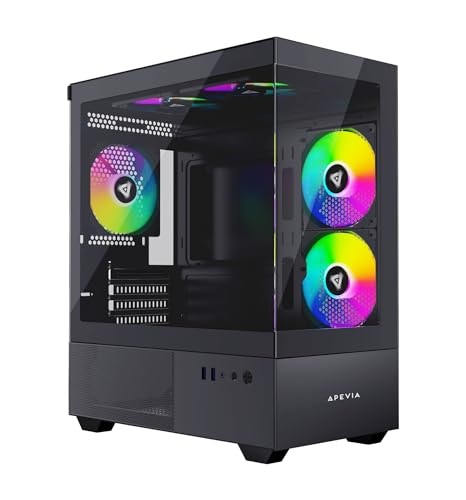 Carcasa para PC para juegos Micro-ATX con 5 ventiladores ARGB Apevia Phantom-BK