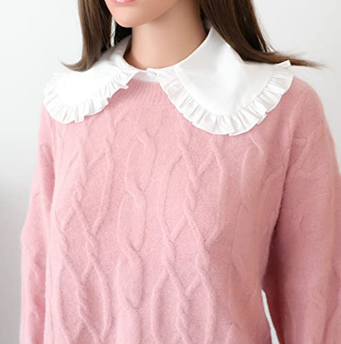 Wenlooy Cotton Fake Collar Detachable Blouse Dickey Collar Half Shirts Faux False Collar For Women & Girls Favors (Round Neck Scollop White) #TOP6