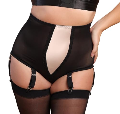 Image of Women's Panty Girdle with 6 Suspenders in Powermesh with Satin Panel (L)