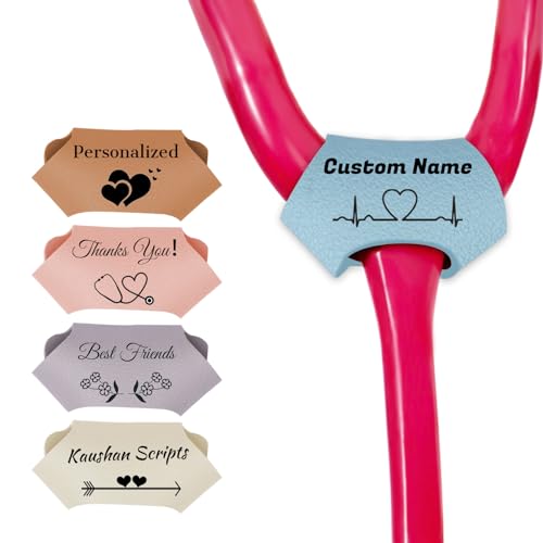Stethoscope Name Tag Personalized - Custom Stethoscope Charms ID Tag Accessories Engraved Name Leather Stethoscope Name Tag Gift for Nurse Doctor Professional Assistant