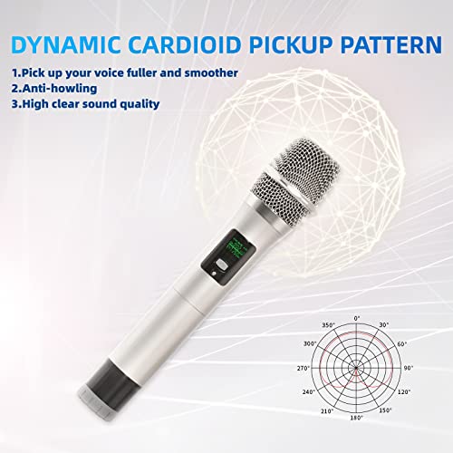 Blouefoz Wireless Microphone System 4-Channel Uhf All Metal Build Professional Cordless Mic Set With 4 Handheld Mics Fixed Frequency, Long Range 260Ft Perfect For Church, Karaoke, Party #TOP2