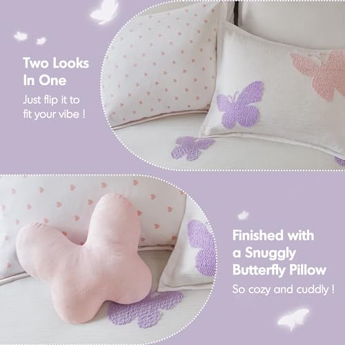 Image of Intelligent Design Kids Girls Butterflies Multi Queen Comforter Set, 4pc