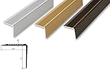 grob gerieft - rutschhemmend (15,25€/m) Treppenwinkel 53 x 53 x 1180 mm Treppen-Kantenprofil Stufen-Profil Alu-Winkel-Profil (1180 mm (gebohrt inkl. Montageset), silber) - Innenmaß 50 x 50 mm