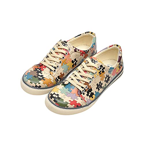 DOGO Sneakers, Zapatillas de Mujer, In The Puzzle, Zapatos Veganos Estampados,36 EU