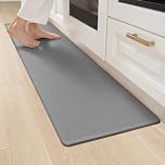 LEKEEPGO PVC Kitchen Rug 44x150cm, Kitchen Mats Non Slip Washable, Anti Fatigue Kitchen Floor Mats, Waterproof Carpets Runner, Wipeable Rugs for Hallway, Laundry Room, Grey
