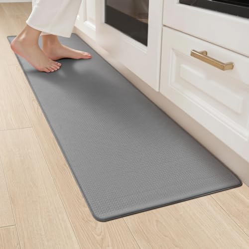 LEKEEPGO Tappeto Cucina PVC 44x200cm, Tappeto Cucina Antiscivolo Lavabile, Anti-Fatica Passatoia Cucina, Tappeti Cucina Impermeabile, Tappeto Gomma per Cucina, Corridoio, Lavanderia, Ufficio, Grigio