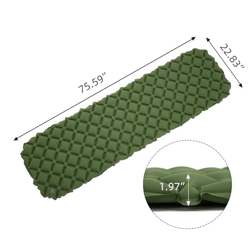 walnest Waterproof Sleeping Pad for Camping/Backpacking/Hiking/Traveling Inflatable Sleeping Mat Ultralight Air Mattress Single Tent/Person Green