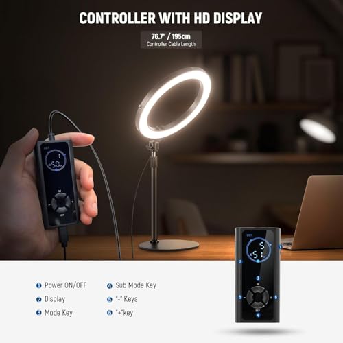NEEWER 12" Ring Light de Mesa de Alta Potencia 24 W con Soporte/Soporte para teléfono, luz Selfie videoconferencias LED para iPhone Streaming Maquillaje Vlog Video Laptop Computer Webcam Zoom Call - imagen 8