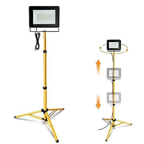 Jiubiaz Foco LED 100W con Trípode, 8500 lm, 6000K, IP66