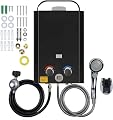 Tankless Water Heater Propane, 1.58GPM 5L Portable Instant Hot Water Heater, Outdoor Use for RV, Camper Van, Camping Trailer, Cabin, Barn, Pool, Black